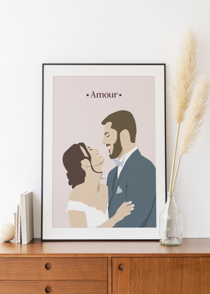 portrait personnalise illustre de couple minimaliste pauline bans